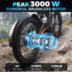 T2000 Electric Dirt Bike-Style E-Bike (3000W)