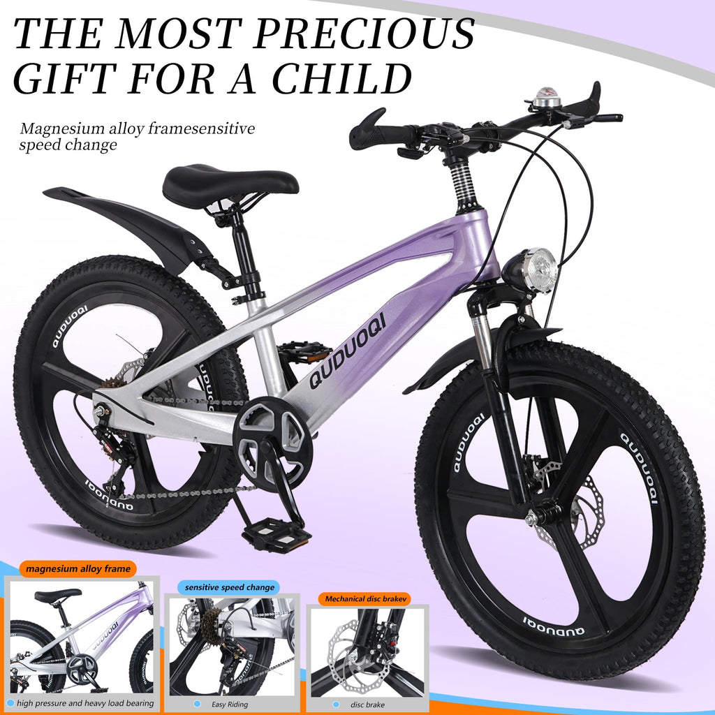 FKZNPJ 20 Inch Kids Mountain Bike, 7-Speed Youth Bicycle