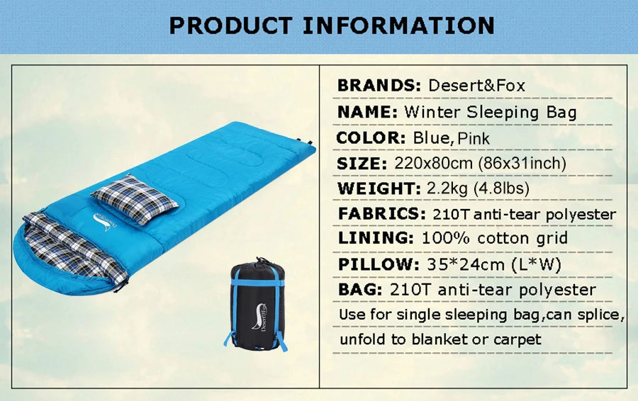Soft Sleeping Bags with Pillow for Adult Kids