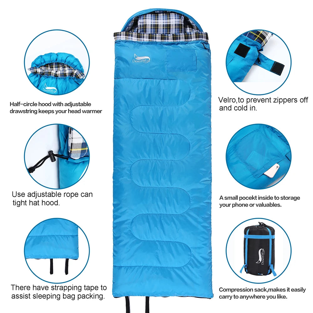 Soft Flannel Sleeping Bags with Pillow