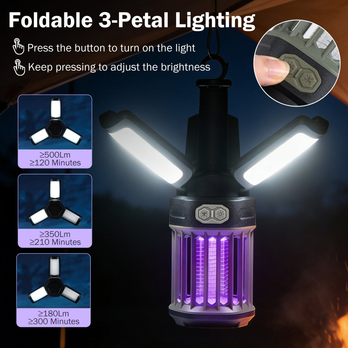 Outdoor Bug Zapper with Foldable Camping Lantern USB