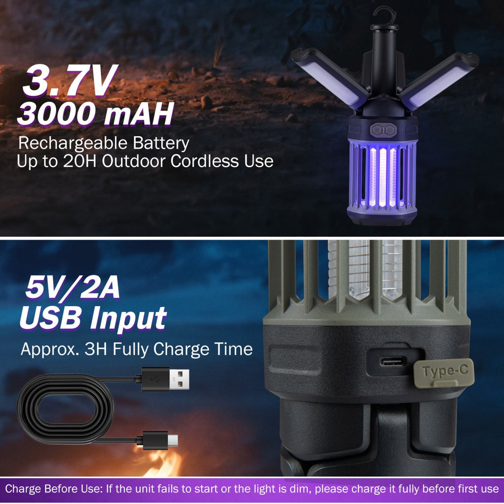 Outdoor Bug Zapper with Foldable Camping Lantern USB