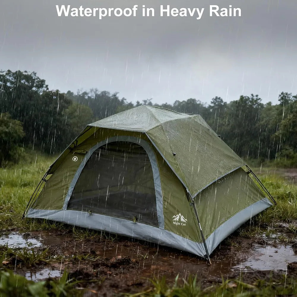 Night Cat Camping Tents 1 2 3 4 Persons with Unique Rainfly Backpacking Tent Easy Clip Setup Double Layers 2 Doors Waterproof Lightweight