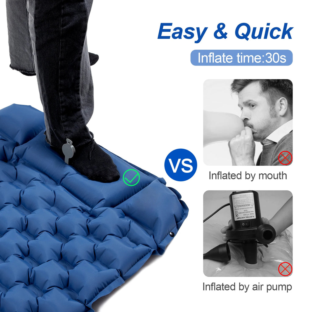 Waterproof Ultralight Air Mattress Mat with Pillow Insulated Air Mat Outdoor Inflatable Sleeping Pad Lightweight TPU