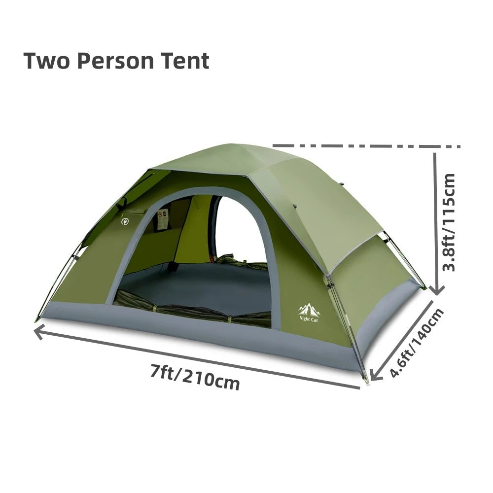 Night Cat Camping Tents 1 2 3 4 Persons with Unique Rainfly Backpacking Tent Easy Clip Setup Double Layers 2 Doors Waterproof Lightweight