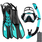 Mask Fin Snorkel Set Snorkel Gear for Adult Panoramic View Snorkel Mask Adjustable Dive Flipper Dry Top Snorkel and Travel Bag