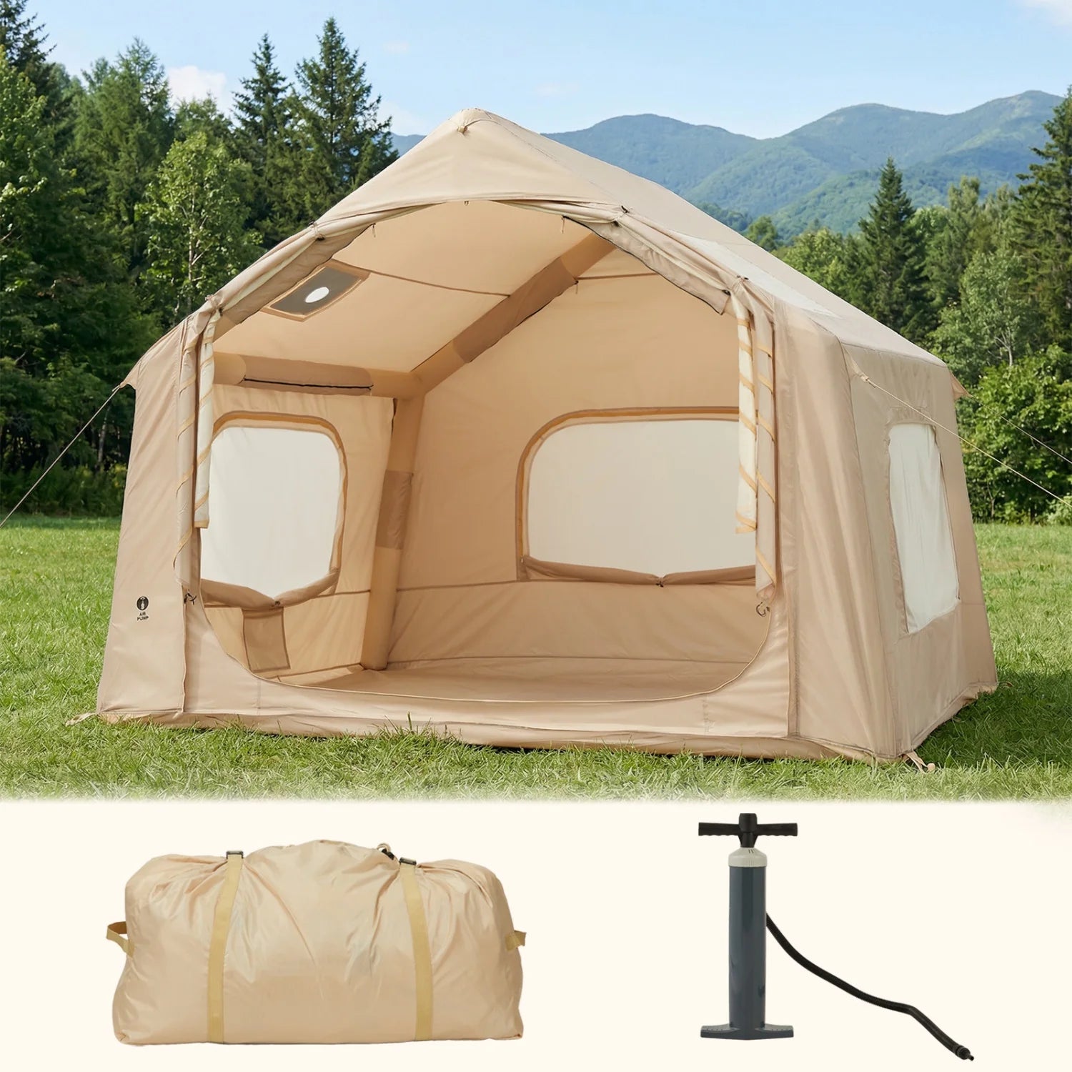 Large Inflatable Camping Tent for 4-6 Adults