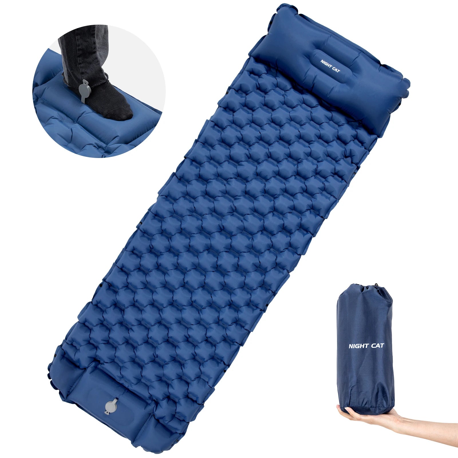 Waterproof Ultralight Air Mattress Mat with Pillow Insulated Air Mat Outdoor Inflatable Sleeping Pad Lightweight TPU