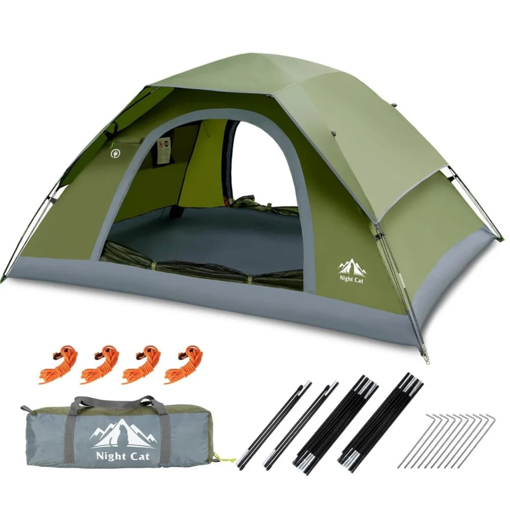 Night Cat Camping Tents 1 2 3 4 Persons with Unique Rainfly Backpacking Tent Easy Clip Setup Double Layers 2 Doors Waterproof Lightweight