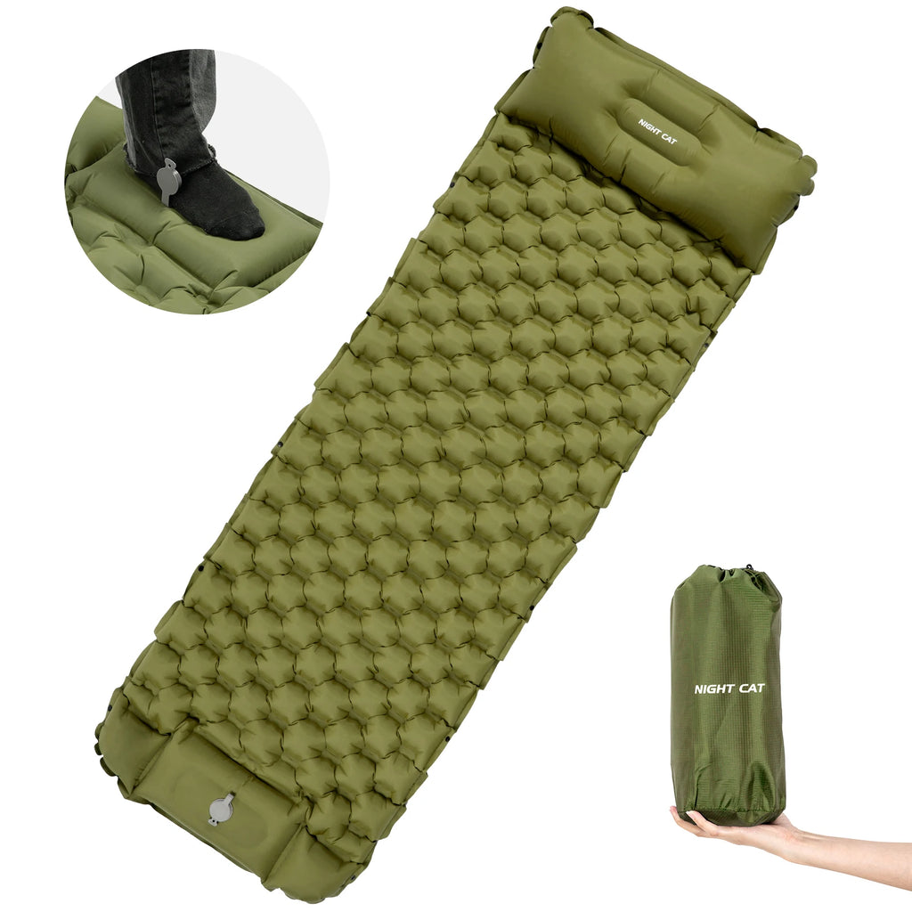 Waterproof Ultralight Air Mattress Mat with Pillow Insulated Air Mat Outdoor Inflatable Sleeping Pad Lightweight TPU