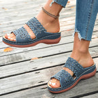 Vinatge Hollow Out Platform Sandals Women Lightweight Plus Size Wedges Sandles Woman Comfortable Thick Sole Casual Sandalias 43