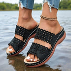 Vinatge Hollow Out Platform Sandals Women Lightweight Plus Size Wedges Sandles Woman Comfortable Thick Sole Casual Sandalias 43