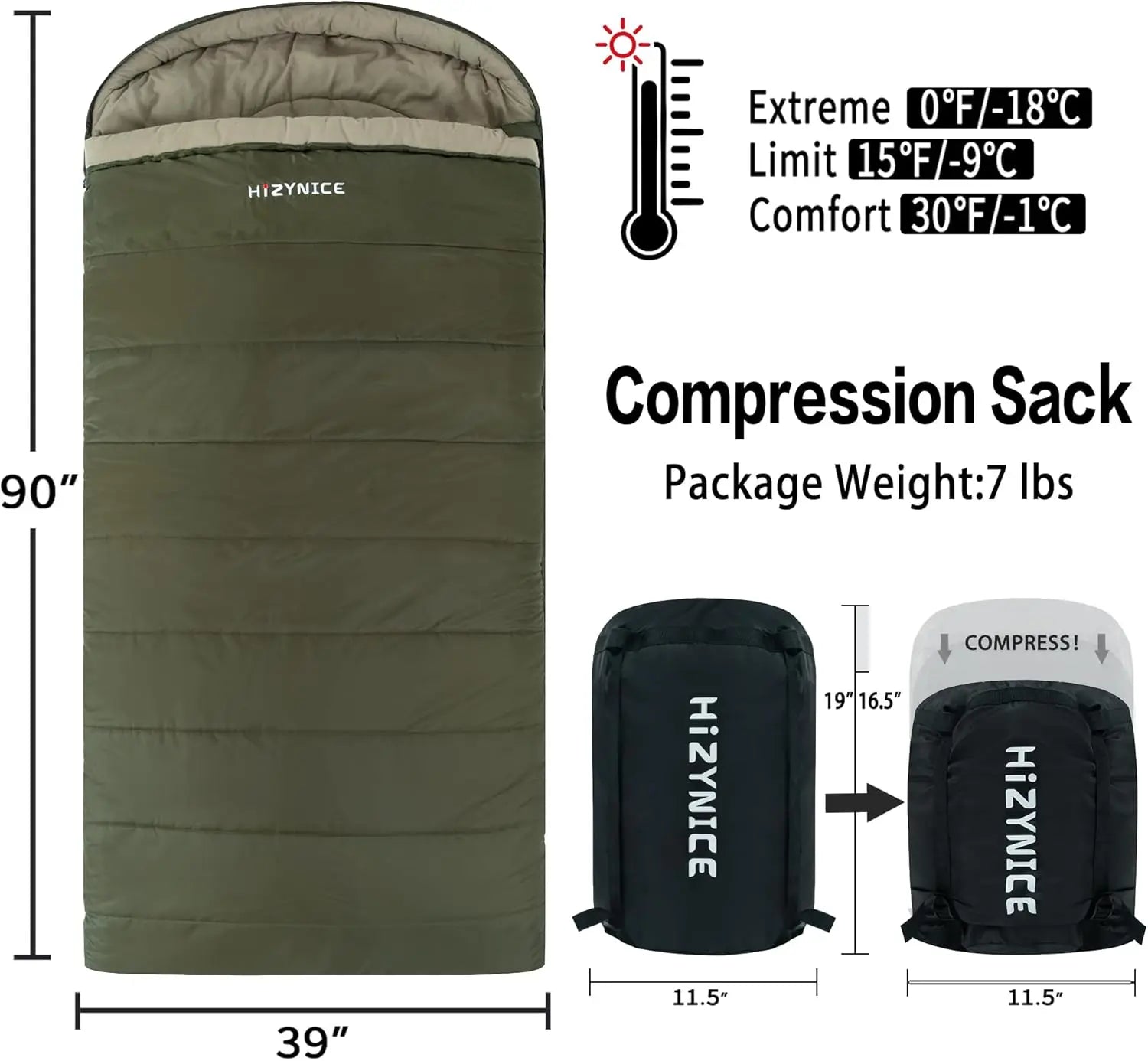 Cold Weather Large Size Sleeping Bag