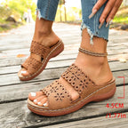 Vinatge Hollow Out Platform Sandals Women Lightweight Plus Size Wedges Sandles Woman Comfortable Thick Sole Casual Sandalias 43