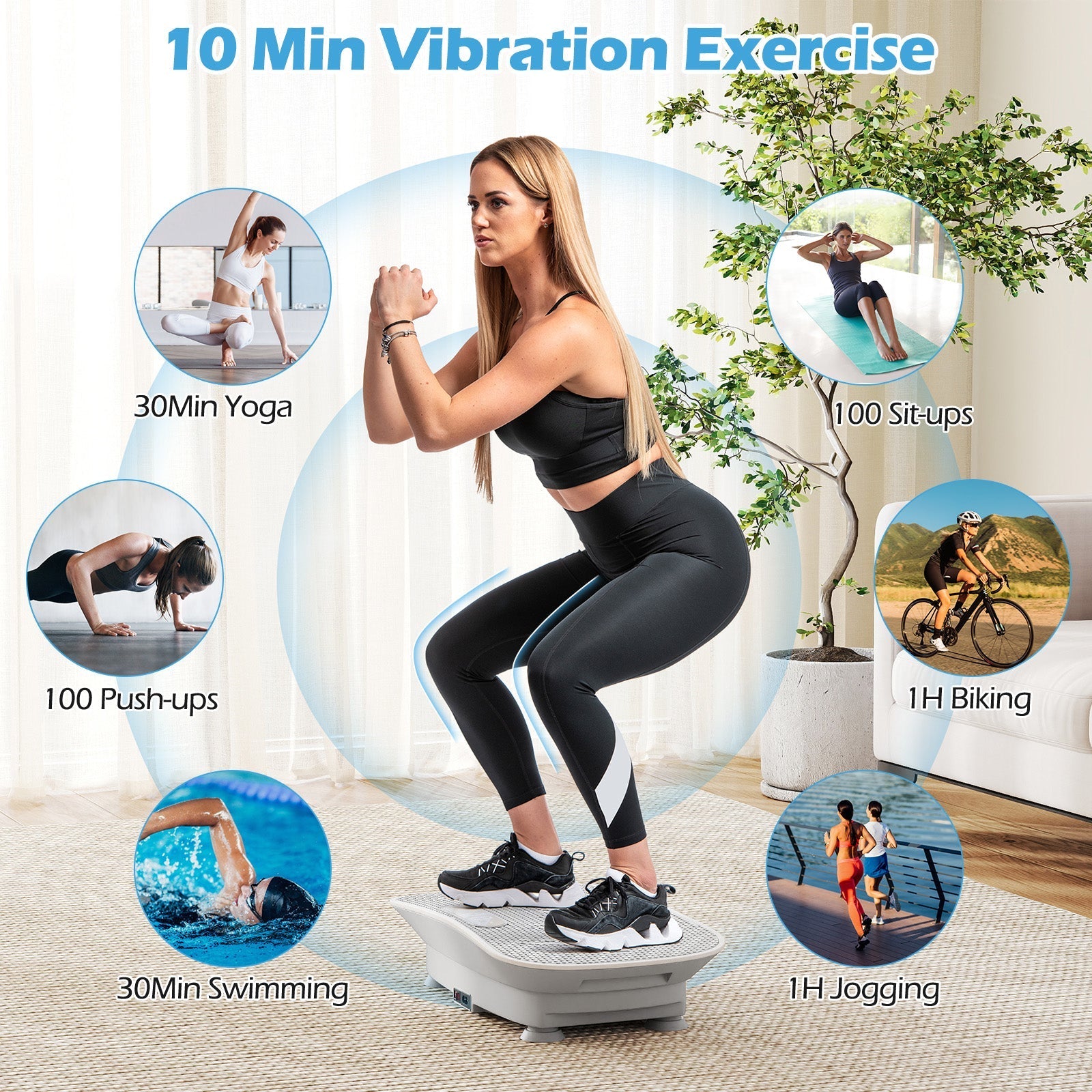 Vibration Plate Exercise Machine for Lymphatic Drainage and Weight Loss with 10 Speed Intensities