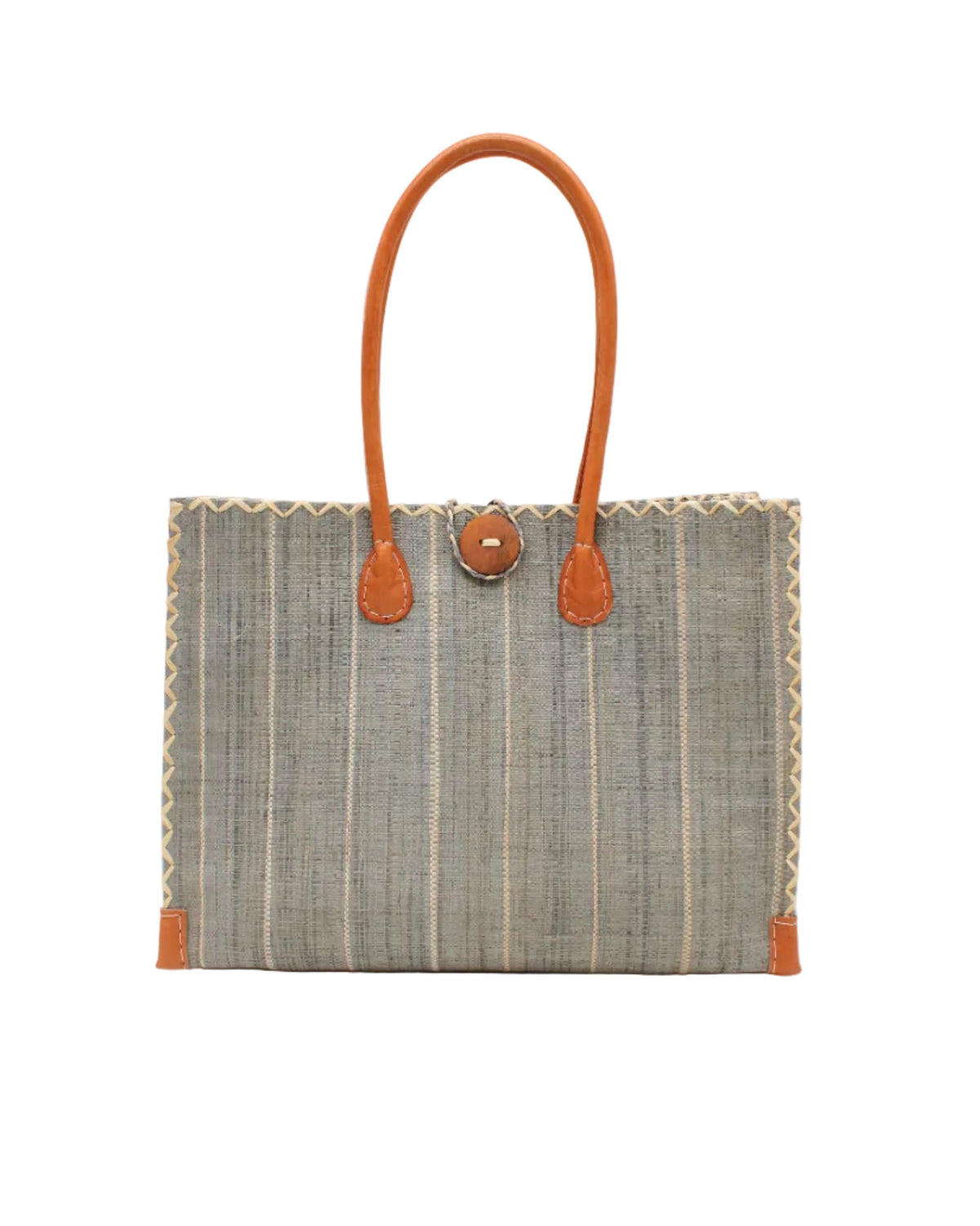 Zafran Pinstripes Raffia Straw Beach Bag - 3 Sizes