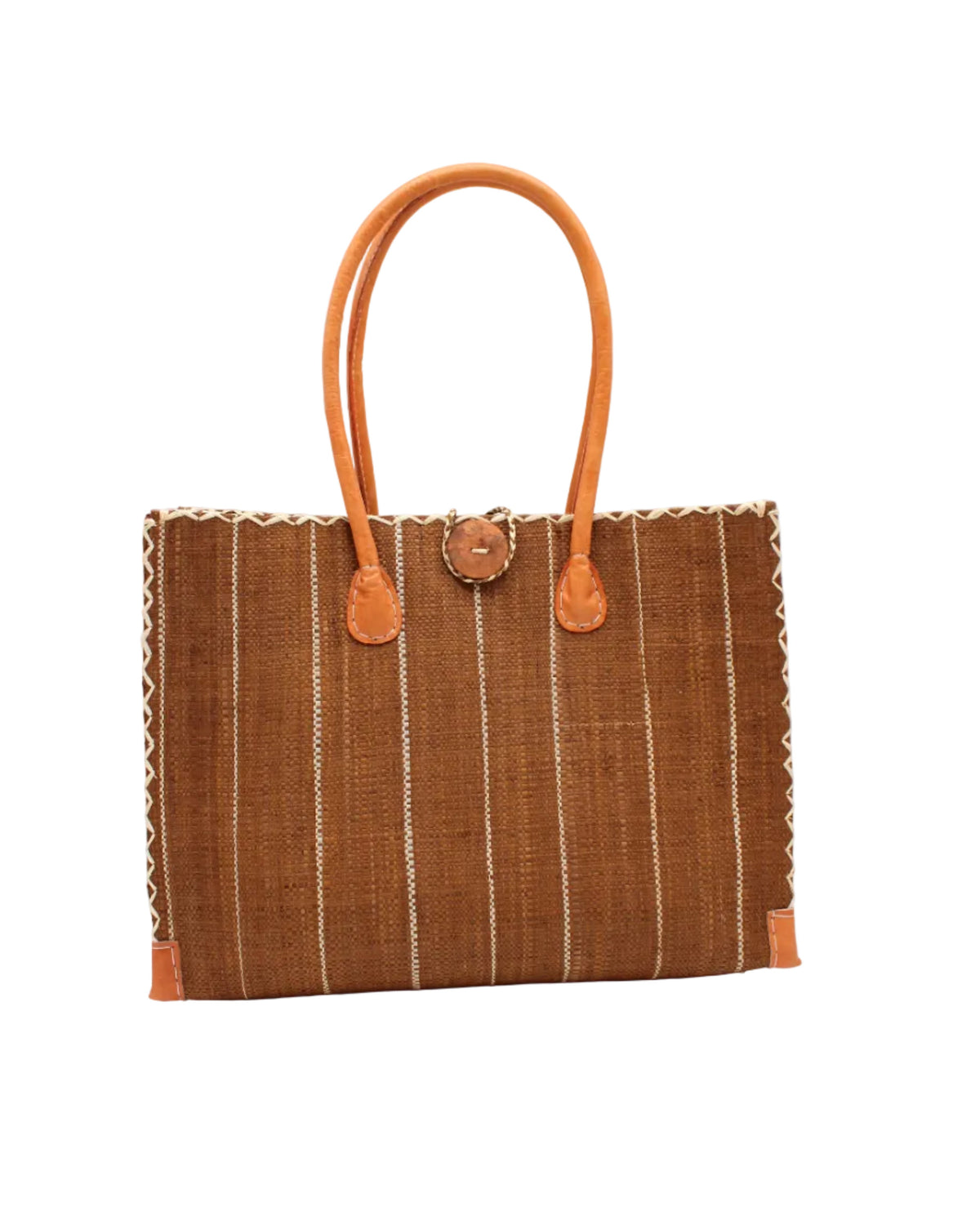 Zafran Pinstripes Raffia Straw Beach Bag - 3 Sizes
