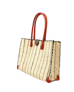 Zafran Pinstripes Raffia Straw Beach Bag - 3 Sizes