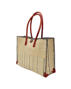 Zafran Pinstripes Raffia Straw Beach Bag - 3 Sizes