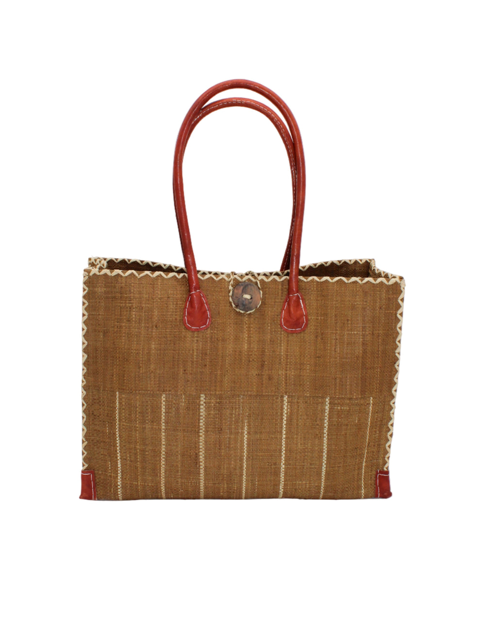 Zafran Pinstripes Raffia Straw Beach Bag - 3 Sizes