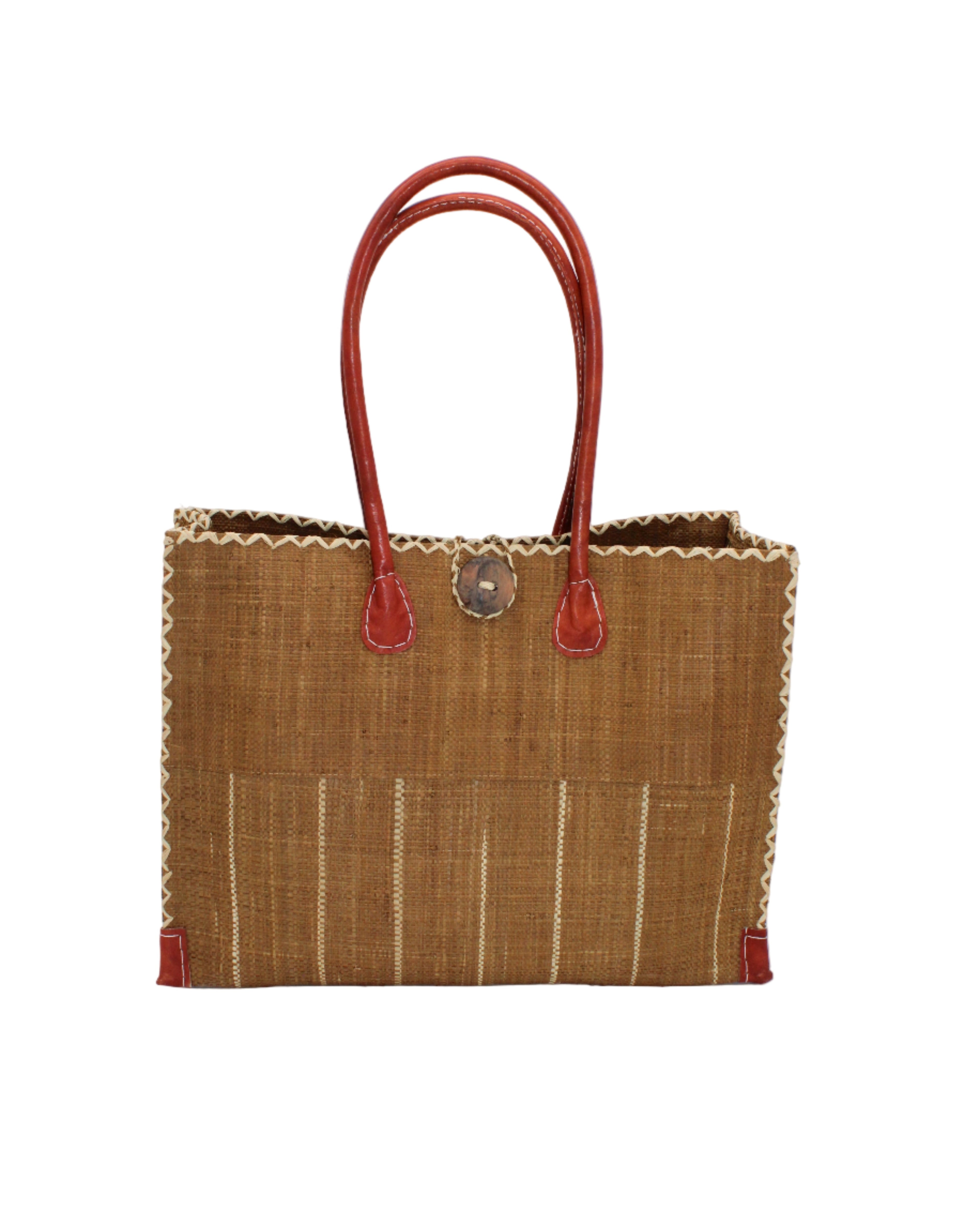Zafran Pinstripes Raffia Straw Beach Bag - 3 Sizes