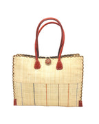 Zafran Pinstripes Raffia Straw Beach Bag - 3 Sizes