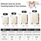 Hardshell Luggage Sets 4 Pieces + Bag Spinner Suitcase With Tsa Lock Lightweight - 16" / 20" / 24" / 28" Luggages
