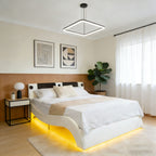 Platform Bed Frame With LED Lighting, Bluetooth Music, Vibration Massage