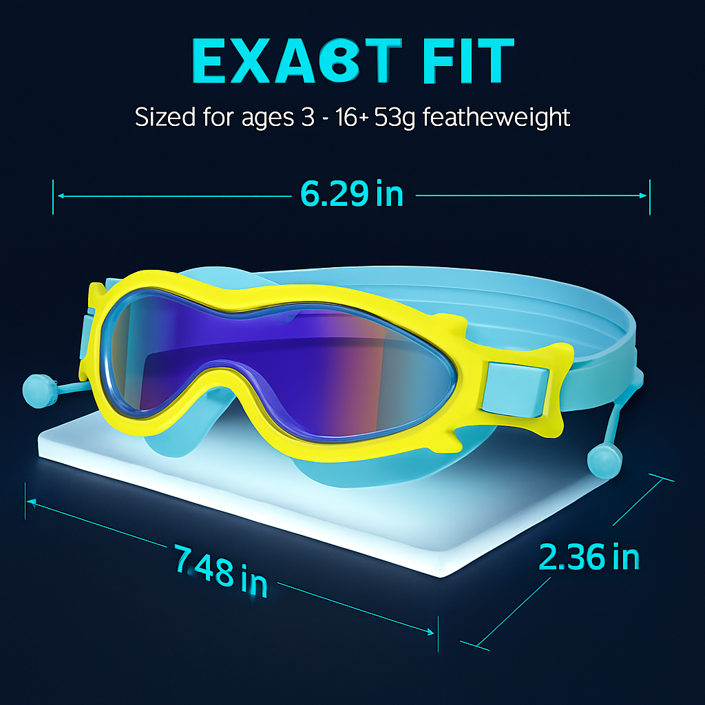 Kids Swim Goggles with Anti-Fog and UV Protection