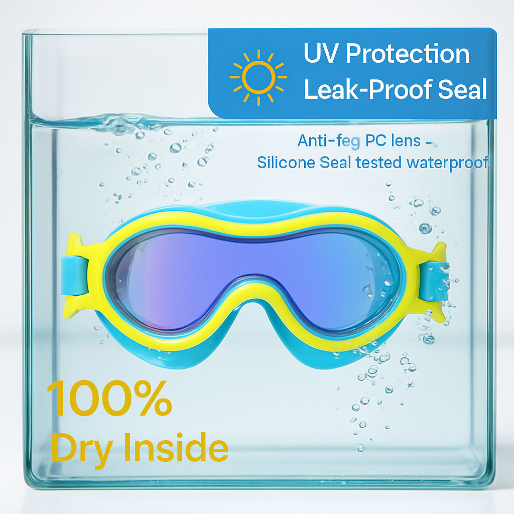 Kids Swim Goggles with Anti-Fog and UV Protection