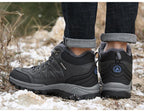 Winter Snow Boots Waterproof Leather Sneakers Super Warm Men's Boots Outdoor Hiking Boots Warm Fur Line Hiking Boot Outdoor Walking Shoes Casual Leather Booties For Men