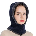 Winter Women 3 in 1 Knitted Ski Hat With Scarf Neck Warmer Fleece Lined Hood Face Mask Adult Balaclava For Outdoor Sports Balaclava Wind-Resistant Winter Face Mask Fleece Ski Mask for Men and Women Warm Face Cover Hat Cap Scarf